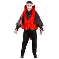Gr 6 tlg Vampir Graf Darcula Herren Kostüm-Set mit Schminke M/L #1683V 