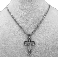 Herren Damen Halskette Silber Kreuz aus chirurgischem Stahl Kreuz Zirkonia