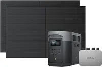 EcoFlow PowerStream Balkonkraftwerk, WiFi netzgekoppelter Mikro-Wechselrichter 800W, 400W Rigid Solarpanels × 2, Delta 2 Max tragbare Powerstation