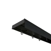 SN Deco - Vorhangschiene SH Set, 2-läufig schwarz 240 cm, vorgebohrt, m. Blende, schwarz, 7.5 cm, Komplettes Zubehör und Röllchen