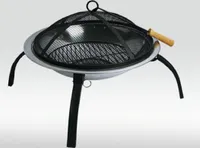 Defacto Feuerstelle Edelstahl Ø 55cm (aber Ø 58cm) Feuerhaken Funkenfluggitter Grillstelle Feuerschale Grillschale Feuerkorb Funkenhaube Gartenfeuer BBQ