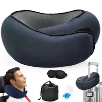 Nackenkissen für Flugzeuge, Reisekissen, 100% Memory Foam, orthopädisches Nackenkissen, marineblau