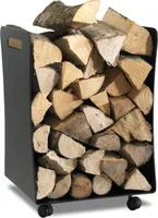 Holzkorb / Holzwagen Lienbacher fahrbar schwarz 39x39cm
