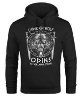 Hoodie Herren Lieber ein Wolf Odins als ein Lamm Gottes nordische Mythologie Wikinger Print Aufdruck Neverless® schwarz XL