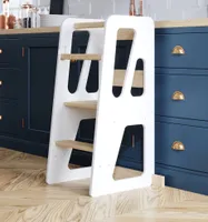 Lernturm für Baby & Kleinkinder, Die besten Sicherheitsmerkmale, Learning Tower aus Holz, Montessori Küchenhelfer, Weiß
