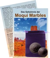 Moqui Marbles Paar ca. 2-2,5cm mit Zertifikat, deutschsprachigem Booklet und Stofftäschchen.