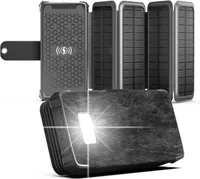 Goldstern-Tech Solara 10000 Solar Powerbank Wasserdicht, hohe Kapazität 10000 mAh, Schnellladefunktion, LED-Anzeige und kabellosem Aufladen