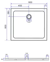 50 mm Duschtasse 80 x 90 cm (schwarz)