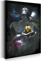 Abstract Metallfiguren Herz Leinwandbild Wandbild Deko Kunst XL Metall: 60x90x4cm