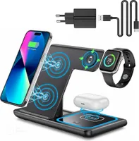 IVANO 3 in 1 Drahtloses Ladegerät für Apple, iPhone, Apple Watch, AirPods 3/2/Pro, Faltbarer Schnellladestation mit 18W QI 3.0 Stromadapter