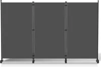 Paravent mit Rollen 3 teilig Anthrazit 263x181 cm Faltbarer Raumteiler Outdoor Trennwand Garten Sichtschutz Raumtrenner