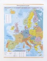 GeoMetro Europakarte mit Laminierung und Holzleisten zum Aufhängen, 90 x 123 cm, deutsche Version, reißfest