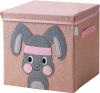 Lifeney Aufbewahrungsbox Kinder mit Deckel I Niedliche Spielzeugkiste I Aufbewahrungsboxen für Kinderzimmer I Faltbox für Spielzeugaufbewahrung I Aufbewahrungskorb Kinder (Rosa Hase)
