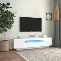 vidaXL Szafka pod telewizor z oświetleniem LED biały wysoki połysk 160x35x40 cm