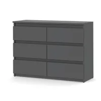 STIV Möbel | Komoda z 6 szufladami | Szary Mat | 100 cm | nowoczesna & bezuchwytowa | Sypialnia & Salon