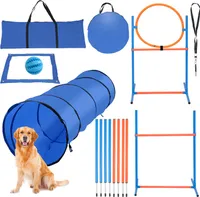 Yakimz Agility Set Hunde 5-tlg. Training für Haustiere Hundetrainingsset mit Hundetunnel Pausenkasten Sprungring Slalomstangen