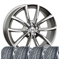 4 Winter Kompletträder Astana 8x18 ET 25 5x112 Titansilber poliert mit 245/40 R18 97V Hankook Winter i*cept evo3 W330 XL F für Mercedes-Benz E-Klasse