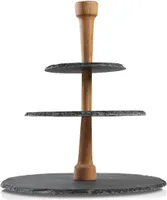 Boska Party Tower / Käse, Tapas oder Snacks servieren / drei Ebenen / Schiefer / Schwarz / Braun / 330 x 300 x 300 mm