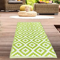 Vielseitiger Ethno Outdoor-Teppich in grün weiß Größe - 90 x 150 cm