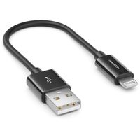 deleyCON 0,15m Lightning 8 Pin USB Ladekabel Datenkabel MFI  für Apple iPhone 14 Pro Max 14 Pro 14 Plus 14 SE 13 Pro Max 13 Pro 13 Mini 12 Pro Max 12 Pro 12 Mini - Schwarz
