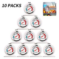 10x Refrigerator Thermometer Stainless Steel Kitchen Thermometer, Kühlschrankthermometer Large Dial with Red Display, Temperature Meter for Refrigerators