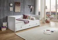 RELITA Funktionsbett KIRA 90/180x200 inkl. Lattenrost und 3 Schubladen MDF weiß
