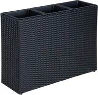 Hochbeet Polyrattan Blumenkübel Pflanzkübel Rattan Blumentopf Set Schwarz