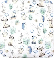 TupTam Baby Wickeltischauflage mit Baumwollbezug Gemustert, Farbe: Rehe / Igel, Größe: 70 x 70 cm