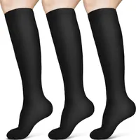 ALSTER HERZ® 3 Paar Schwarze Kompressionsstrümpfe Damen Herren 41-46 L-XL, A0239