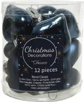Christbaumschmuck Herzen 4cm Glas 12 Stück - Nachtblau