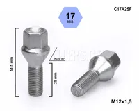 Kolový šroub M12x1,5x25 kuželový, klíč 17, C17A25F, výška 51,5 mm
