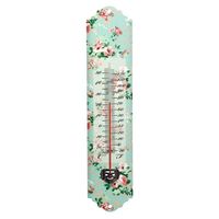 Rivanto® Thermometer mit Rosendruck Motiv, mit Montagelochung, 7 x 1,5 x H30 cm, klassisches Design, Celsius und Fahrenheit-Skala, Garten-Thermometer