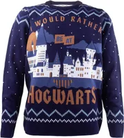 Harry Potter - "Rather Be At Hogwarts" Pullover für Herren/Damen Uni HE763 (M) (Marineblau/Weiß)