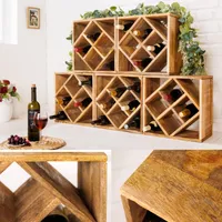 Massivholz Weinregal CUBUS 40cm Mango handmade Beistelltisch