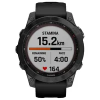 Garmin Fenix 7 Sapphire Solar Titanium Czarny silikonowy pasek Czarny