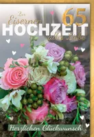 Eiserne Hochzeit - Glückwunschkarte im Format 11,5 x 17 cm - Rosenbouq
