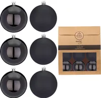 Kunststoff Weihnachtskugeln 6 Stk 8cm schwarz