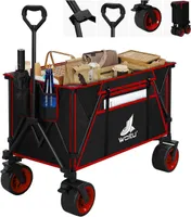 WOLTU Bollerwagen faltbar, mit Bremsen, bis 240 L, 120 kg belastbar, Schwarz+Rot