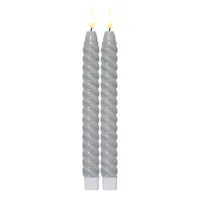 Star Trading 064-36 LED-Echtwachs-Kerze "Flamme Swirl Antique"grau, Spiraloptik, ca. 25x2,3 cm,naturgetreue Flamme, ohne Batterie, Timer, Vierfarb-Karton