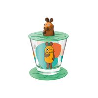 LEONARDO Bambini Kindertrinkset Maus, Glas, Kunststoff, grün/orange, 3-teilig (1 Set)