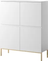 Selsey Bemmi - Highboard 4-türig Weiß mit goldenen Metallfüßen, 100 cm