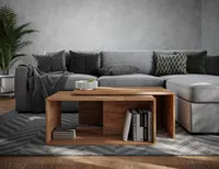 PLATAN ROOM Couchtisch Kaffeetisch eiche 2er Set 90x48x40 cm, moderner Wohnzimmertisch, Sofatisch mit Stauraum, Satztisch