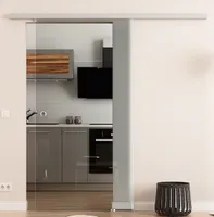 Glasschiebetür mit Dorma Muto 60 Laufschiene,  Klarglas - Glas & Laufschiene  Germany - Glasabmessungen: 775 x 2050 mm für eine Durchgangsbreite von 70 - 74 cm optimal inkl. Muschelgriff