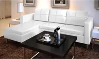 Ecksofa Eckcouch Schlaffunktion L-Form Couch Schlafsofa L-f?rmiges Sofa 3-Sitzer Kunstleder Wei?