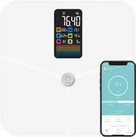 Fitleap Waage mit Körperfett- & Muskelanalyse bis 180kg, mit großen Display & App, Personenwaage und Körperfettwaage auch für große Füße geeignet, Weiss