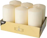6 sloupkových svíček Ø 60 mm - 115 mm krémová