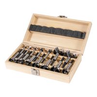 STIER Forstnerbohrer-Set in Holz-Kasette, 15-teilig (Durchmesser 10 - 50 mm), 8 - 9 mm Schaft, für Hart- & Weichholz, Forstner Bohrersatz, Forstner Bohrer Set