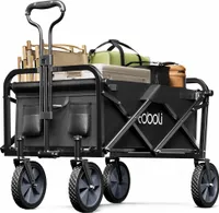 Toboli Bollerwagen faltbar Teleskopgriff schwarz, Faltbollerwagen mit Handgriff, Klappbollerwagen bis 100 kg Traglast für Einkauf, Garten, Ausflug