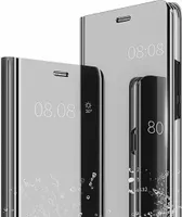 Handy Hülle für Huawei P30 Pro Clear View Hülle Klapp Flip Hülle Bumper Spiegel Mirror Cover, Farbe: Silber