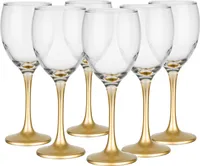Glasmark Krosno Weinglas 0,3L Rotwein Weingläser 6er Set Gläser Für Rotwein Rotweinglas Rotweingläser Weissweingläser Wein Kelch Gold 6 x 300 ML